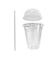 Plastic cup 500 ml + straws 13.5/23 cm for Bubble Tea, set of 50 pcs.
