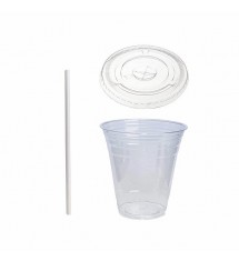 Plastic cup 500 ml + straws 13.5/23 cm for Bubble Tea, set of 50 pcs.